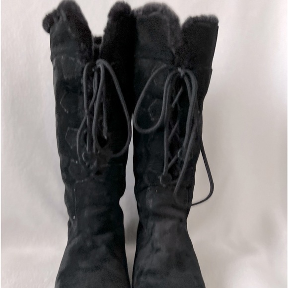 Khombu Size 9 Black Suede Lace Up Winter Boot with Faux Fur Lining. - Picture 8 of 16